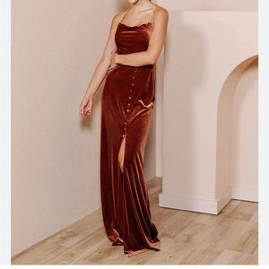 Reverly Billie Bridesmaid Dress Terracotta Velvet